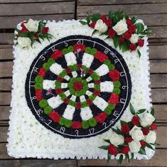 Dartboard Tribute with Rose Spray